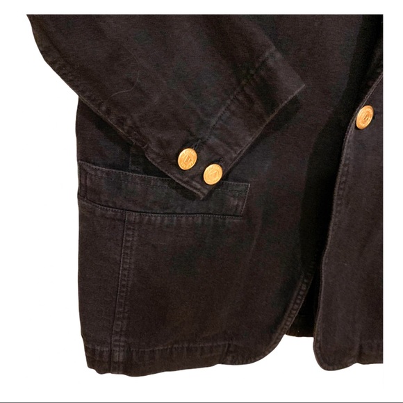 LizWear Blazer Black Vintage Preppy Style 100% Cotton Ivy League Blazer Size 8 - Picture 9 of 12